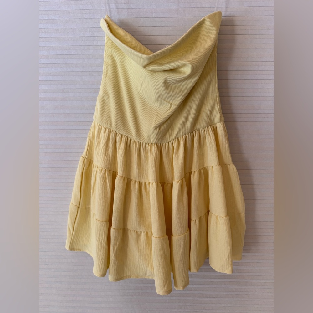 Strapless Yellow Tiered Dress